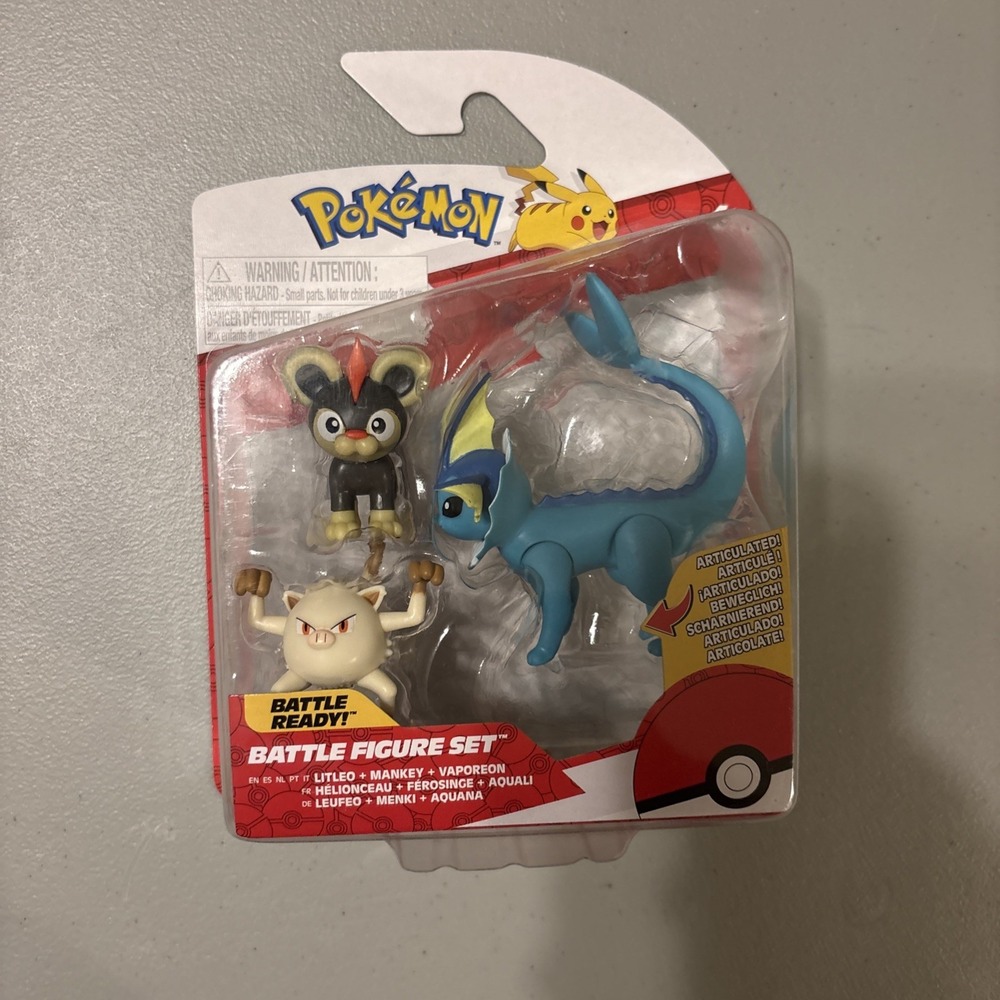 Pokemon Battle Ready! Litleo Mankey Vaporeon Battle Figure Set New in Package